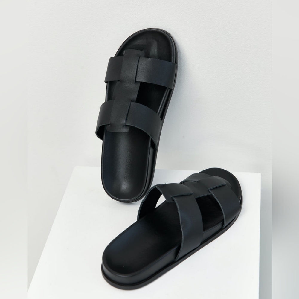 🖤 New St Agni Axel Black Leather Leren fisherman sandals, size 37